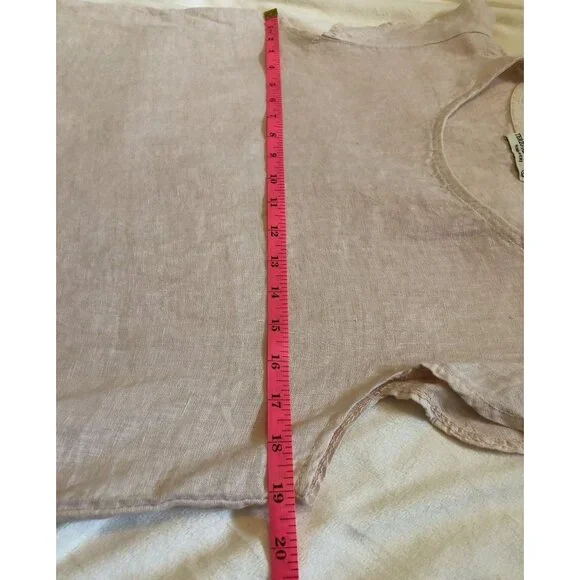 Terzo Millennio Top Womens Small 100% Linen Embroidered Hem Oversized Lagenlook - Picture 7 of 8